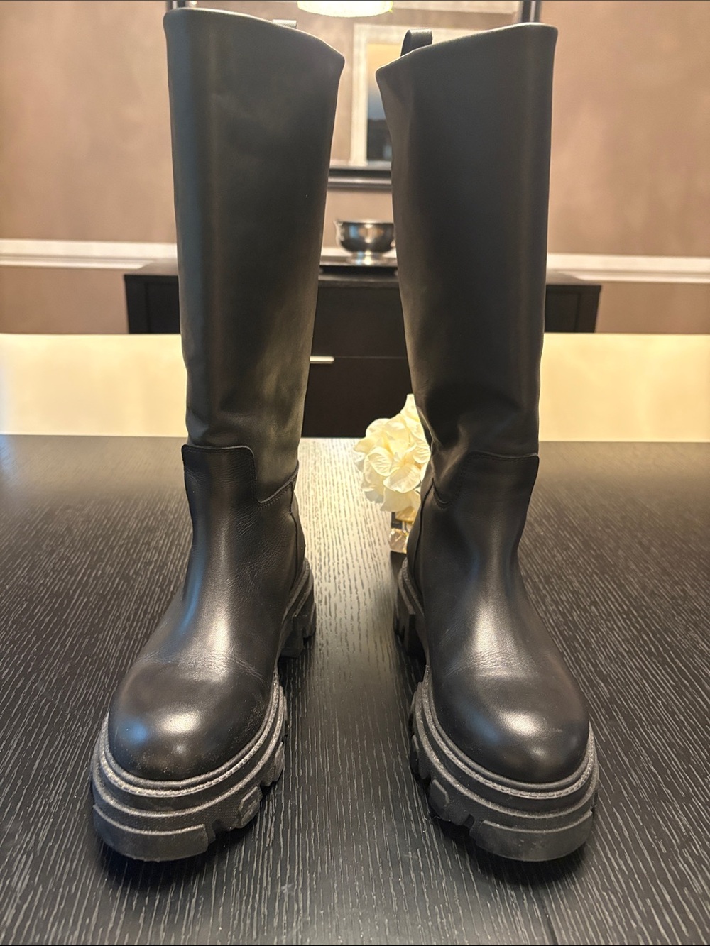 Steve Madden Black Over-the-Knee Chunky Lug Boots